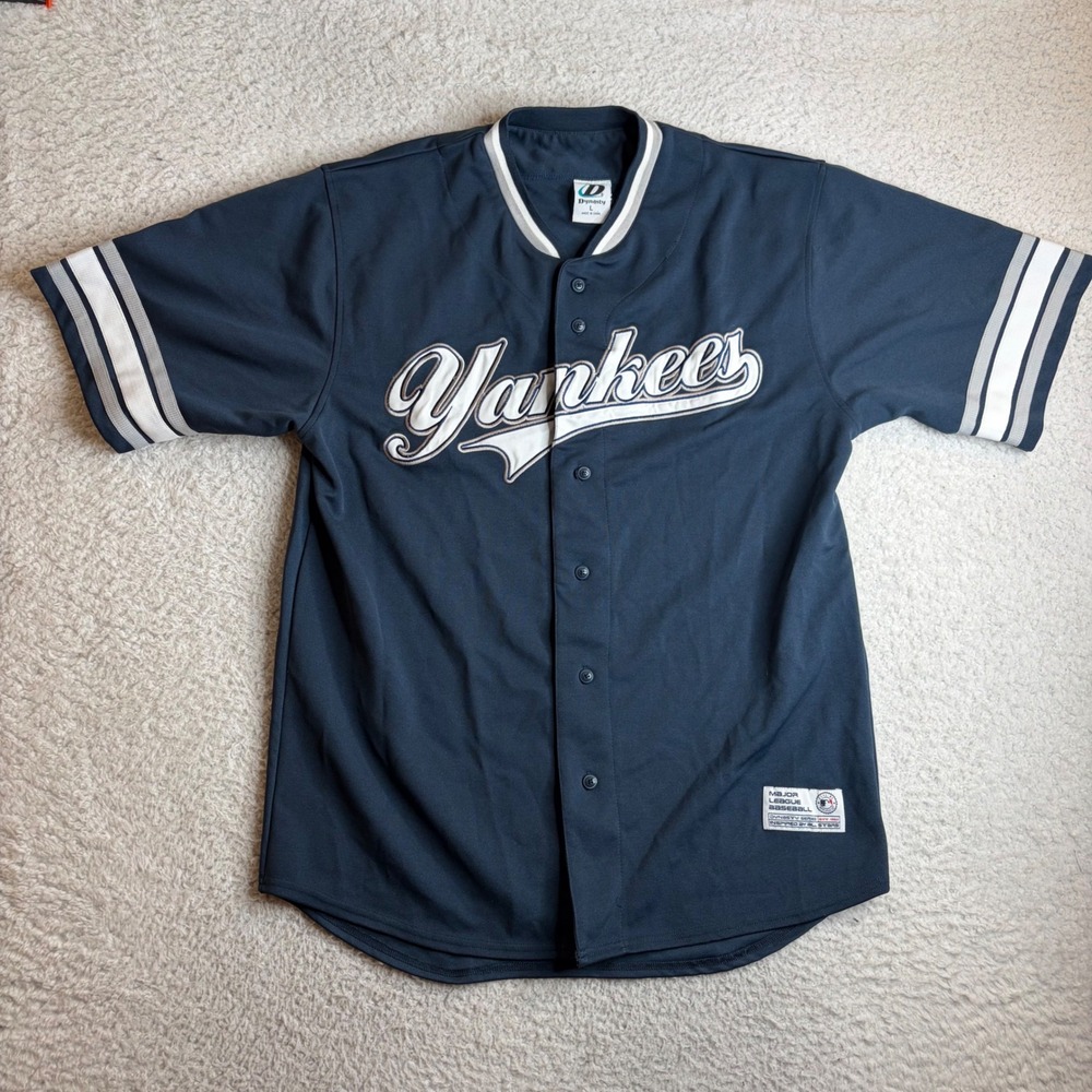 Dynasty New York Yankees MLB Baseball Jersey Navy Blue Embroidered Mens Large